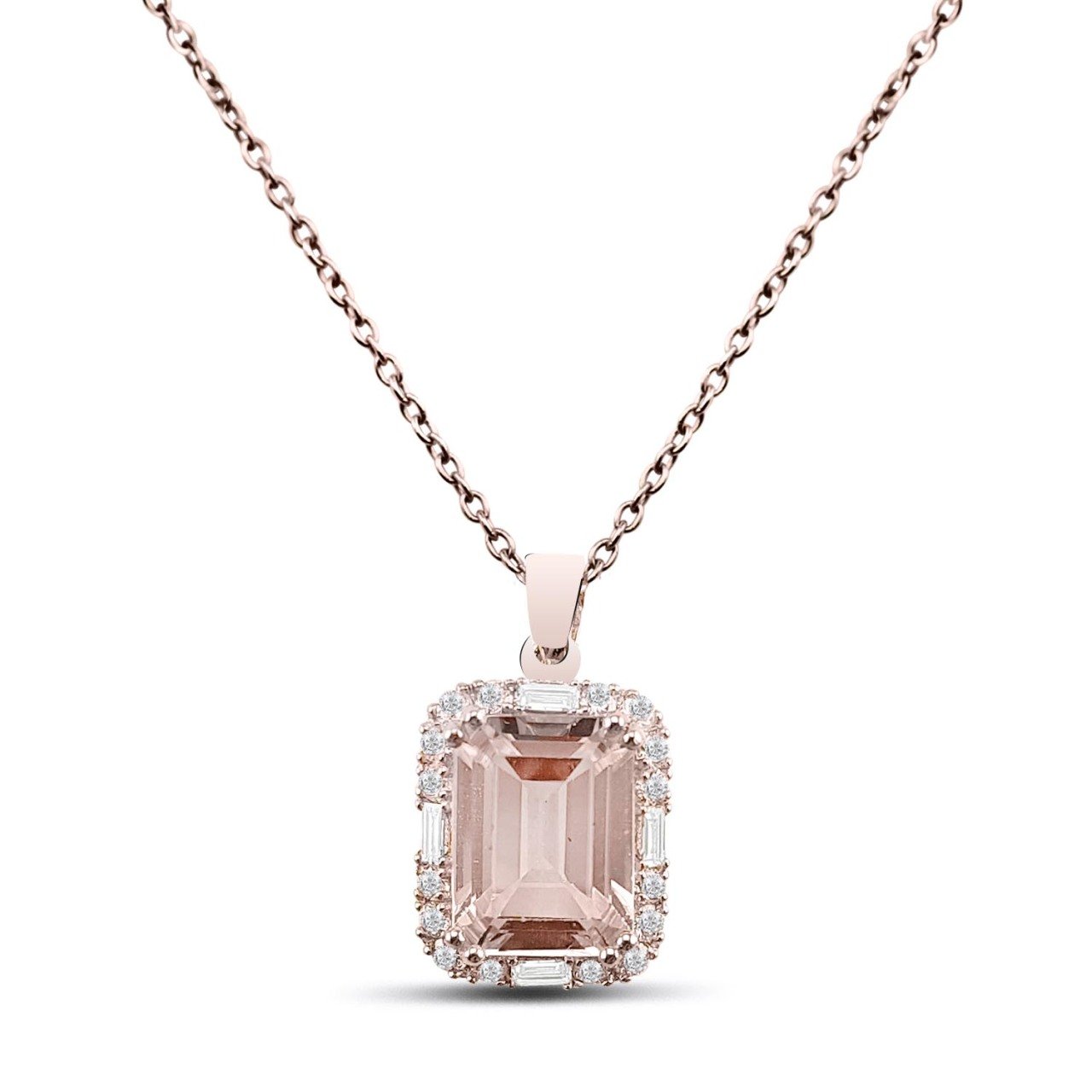 Висулка с диаманти Морганит 1.48 карата